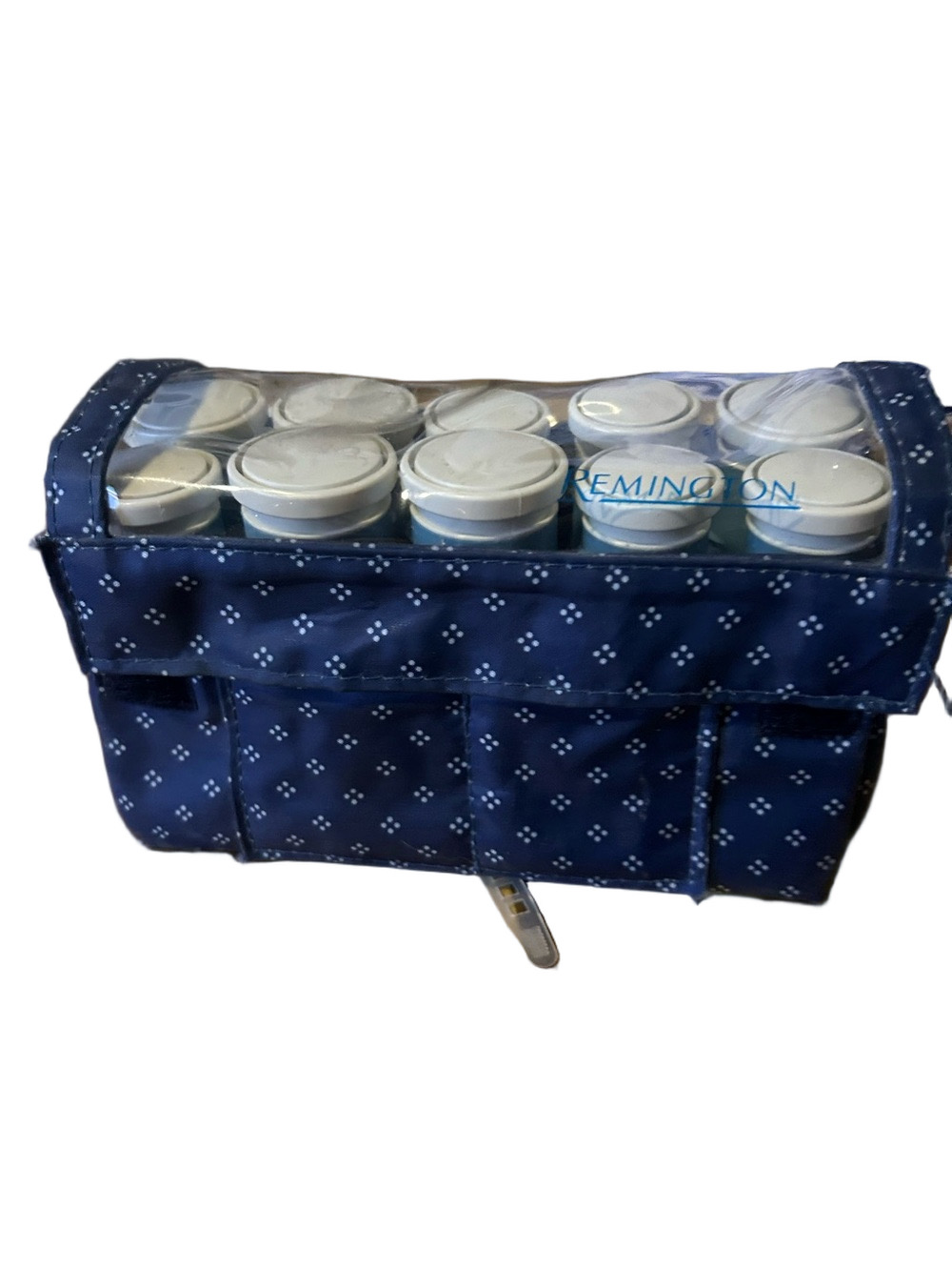 Vintage Remington Hot Curlers Rollers Set Travel Case Blue Floral